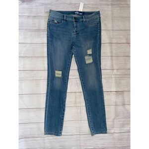 New York & Co women 14 Soho jean leggings w/ripped knees brand new blue